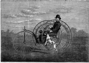 Der Cynofere: Velociped, das von Hunden angetrieben wird. Erfindung des späten 19. Jahrhunderts. Gravur in "Das illustrierte Universum" vom 6. Mai 1876 von Unknown artist