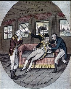 Der Tod von Admiral Nelson in der Schlacht von Trafalgar, an Bord seines Schiffes, der „Victory“ (21. Oktober) von Unknown artist