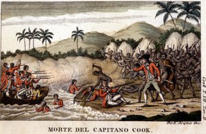 Der Tod von Captain Cook nach „Viaggi del Capitano Cook“ Mailand 1820 von Unknown artist
