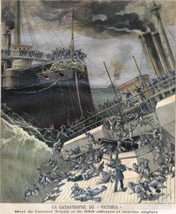 Das Unglück des Schlachtschiffs „Victoria“ im Jahr 1893. Tod von Admiral Tryon und 359 Offizieren und englischen Seeleuten