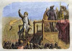 Die Hinrichtung von Conradin (oder Konrad von Hohenstaufen), König von Sizilien und Herzog von Schwaben (1252-1268) auf Befehl von Karl von Anjou nach der Schlacht von Tagliacozzo 1268
