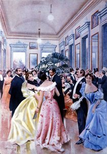 Das Foyer des Theaters La Scala (Teatro alla Scala) in Mailand. 1890.