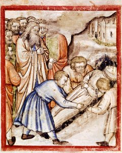 Das Begräbnis von Sarah. Miniatur aus Codex 212 (oder Padovano Codice oder Bibel von Padua) 1390-1400 Rovigo, Accademia dei Concordi