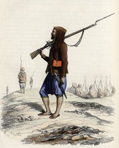 Die Infanterie von Emir Abd-el-Kader widersteht der französischen Armee während der Algier-Expedition von 1830. In „L