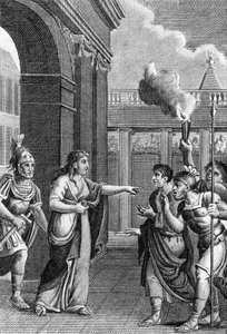 Die legendäre Königin von Babylon, Semiramis, beruhigt durch ihre Anwesenheit einen Aufstand, der in Babylon ausgebrochen war. In „Beautes de l