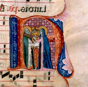 Der Buchstabe "N" mit einer Darstellung der Darstellung im Tempel: f.36v des Antiphonars von Unknown artist