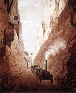 Die neue Eisenbahnlinie zwischen Manchester und Liverpool. Olive Mount Trench. 1832 von Unknown artist