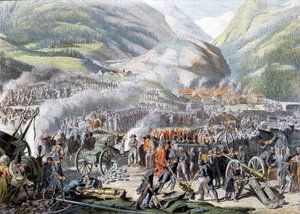 Der Übergang über den St. Bernhard-Pass durch die napoleonische Armee am 16. Mai 1800 - Lithographie von Unknown artist