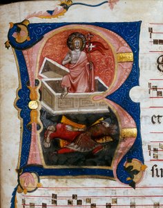 Die Auferstehung Christi, Miniatur aus einem Choralpergament von Unknown artist