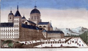 Das königliche Kloster von Escorial in Spanien, von hinten gesehen. von Unknown artist
