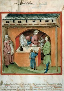 Der Salzverkäufer, Eluminure aus dem Handel mit Medizin und Diätetik „Tacuinum sanitatis“ von Unknown artist