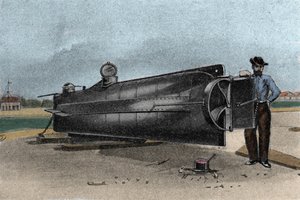 Das U-Boot CSS H. L. Hunley, verwendet von der Marine der Konföderierten Staaten während des Sezessionskrieges. 1861-1865 Gravur des 19. Jahrhunderts von Unknown artist