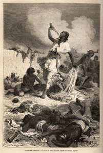 Der Selbstmord des Kaisers (Negus) von Äthiopien Theodoros II (Tewodros) (ca. 1818-1868), am 13. April