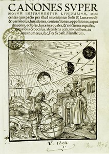Die Bewegungen von Sonne und Mond, beobachtet von Astronomen - Frontispiz des Buches „Super Canones“