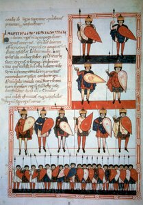 Die zehn Könige der Apokalypse mit Speeren und Schilden und ihren Truppen (Miniatur in 