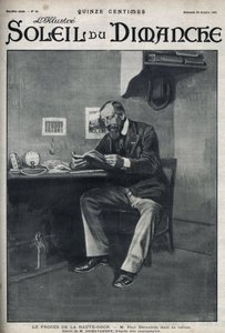 Der Prozess des Obersten Gerichtshofs: Herr Paul Déroulède (1846-1914), ein französischer Schriftsteller und nationalistischer Aktivist, der eine wichtige Rolle im Antidreyfusismus spielte, in seiner Zelle nach seinem Putschversuch am 23. Februar. Gravur i