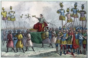 Der Triumph von Belisarius (ca. 505-565), byzantinischer General. Er erobert Nordafrika von den Vandalen in 533-534. In „L