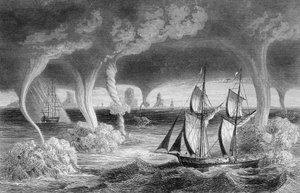 Die Stämme... steigen vom Meer in den Himmel und erzeugen schreckliche Effekte von Unknown artist