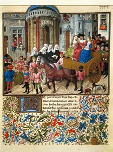 Theseus in Athen. Miniatur aus einem französischen Manuskript von „Teseida delle nozze di Emilia“ von Giovanni Boccaccio (1313-1375) von Unknown artist