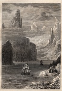 Dritte Reise (1776-1779) von Kapitän James Cook (1728-1779): Eingang von Prince William (Alaska) - Illustration aus „Die großen Seefahrer des 18. Jahrhunderts“ von Unknown artist