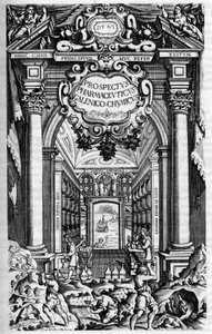 Titelseite von „PROSPECTUS PHARMUTICI SUB QUO ANTIDOTARIUM MEDIOLANENSE GALENO-CHIMICUM EXCELLENTIMI SENATUS IUSSU MEDIOLANI, EX TYPOGRAPHIA CAROLI QUINTI von Unknown artist