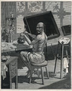 Tong-Öllack in China. Gravur von 1885 in „Les arts et métiers illustrés“ von Adolphe Bitard.