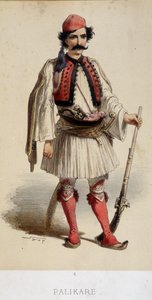 Traditionelle griechische Männertracht - Gravur, Ende 19. Jahrhundert