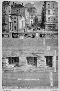 Transformationen von Paris unter dem Zweiten Kaiserreich, Haussmann Paris. Die Unterwelt von Paris (Wasser, Gas und Abwasser) - Gravur von Unknown artist