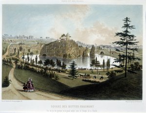 Transformationen von Paris unter dem Zweiten Kaiserreich, Haussmann Paris. Der Garten von Buttes Chaumont von Unknown artist