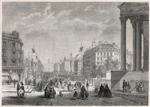 Transformationen von Paris unter dem Zweiten Kaiserreich, Paris Haussmann: Dekoration des Boulevard Malesherbes, am Tag seiner Einweihung am 13. August 1861 - Gravur in „Le Monde Illustré“