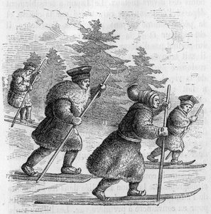 Transport in Lappland: Lappen und ihre Schlittschuhe.