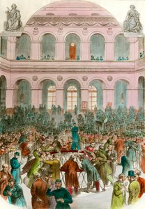 Müll der Börsenmakler an der Pariser Börse (Gravur 1856) Private Sammlung