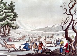 Tungusen, Sibirien. Zeichnung von Cartelli. Bibliothèque des arts décoratifs de Paris. „Le costume ancien et moderne“