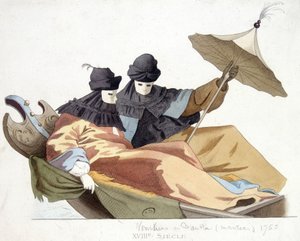 Maskierte Venezianer auf einer Gondel von Unknown artist