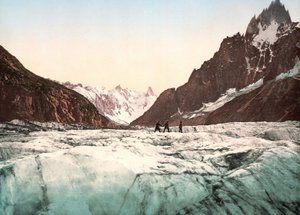 Blick auf den Mont Blanc: La Mer de Glace. Photochrom ca. 1890