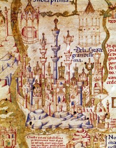 Ansicht von Neu-Delhi in Indien (Detail der Weltkarte von Bruder Maurus) von Unknown artist