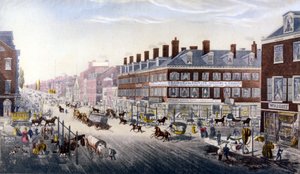 Ansicht von New York: Broadway. Gravur von 1840