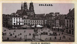 Ansicht des Place du Martroy in Orléans, Département Loiret und Region Centre, Frankreich. Chromolithographie des späten 19. Jahrhunderts.
