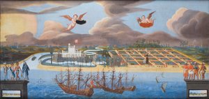 Ansicht der dänischen Kolonie Tranquebar in Indien, ca. 1658