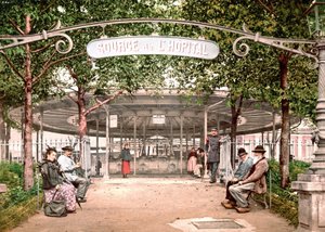 Ansicht des Krankenhauses von Vichy: Quelle des Krankenhauses. Photochrom ca. 1890