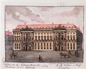 Ansicht des Hotels der Kanzlei von Böhmen und Österreich in Wien, Österreich. Gravur von 1815 von Unknown artist