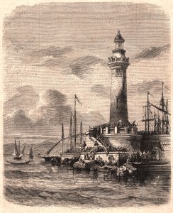 Ansicht des Leuchtturms von Point of Joliette in Marseille im 19. Jahrhundert von Unknown