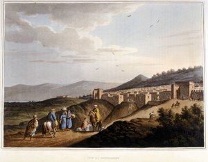 Blick auf die Stadt Bethlehem im Westjordanland. Befestigungen. 19. Jahrhundert von Unknown artist