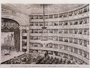Ansicht der ersten Aufführung der Oper Der Herzog von Alba, im Teatro Apollo, Rom von Unknown artist