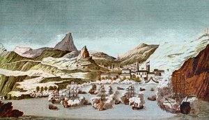 Ansicht der Insel Saint Helena - Gravur des 19. Jahrhunderts von Unknown artist