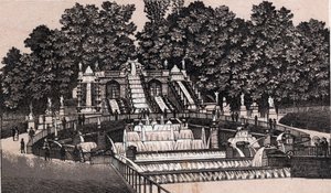 Blick auf den großen Wasserfall im Park von Saint-Cloud, Frankreich von Unknown artist