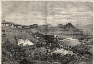 Ansicht der neuen Docks, die von der italienischen Regierung im Hafen von La Spezia gebaut wurden. Gravur in „L