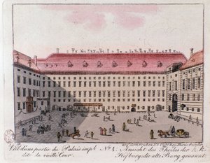 Ansicht des Teils des Kaiserpalastes namens Alte Burg in Wien. Österreich. Gravur von 1815. Private Sammlung von Unknown artist