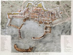 Ansicht des Hafens von Civitavecchia bei Rom. 19. Jahrhundert von Unknown artist