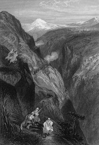 Ansicht der Teniah von Mouzaïa, dem Pass des Atlasgebirges, den die französische Armee 1830 überquerte, in Algerien im 19. Jahrhundert, in „L